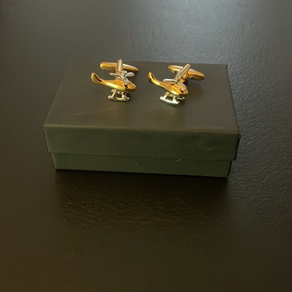 Men's Two-Tone Spinning Helicopter Propeller Cuff Links Polished & Elegant.